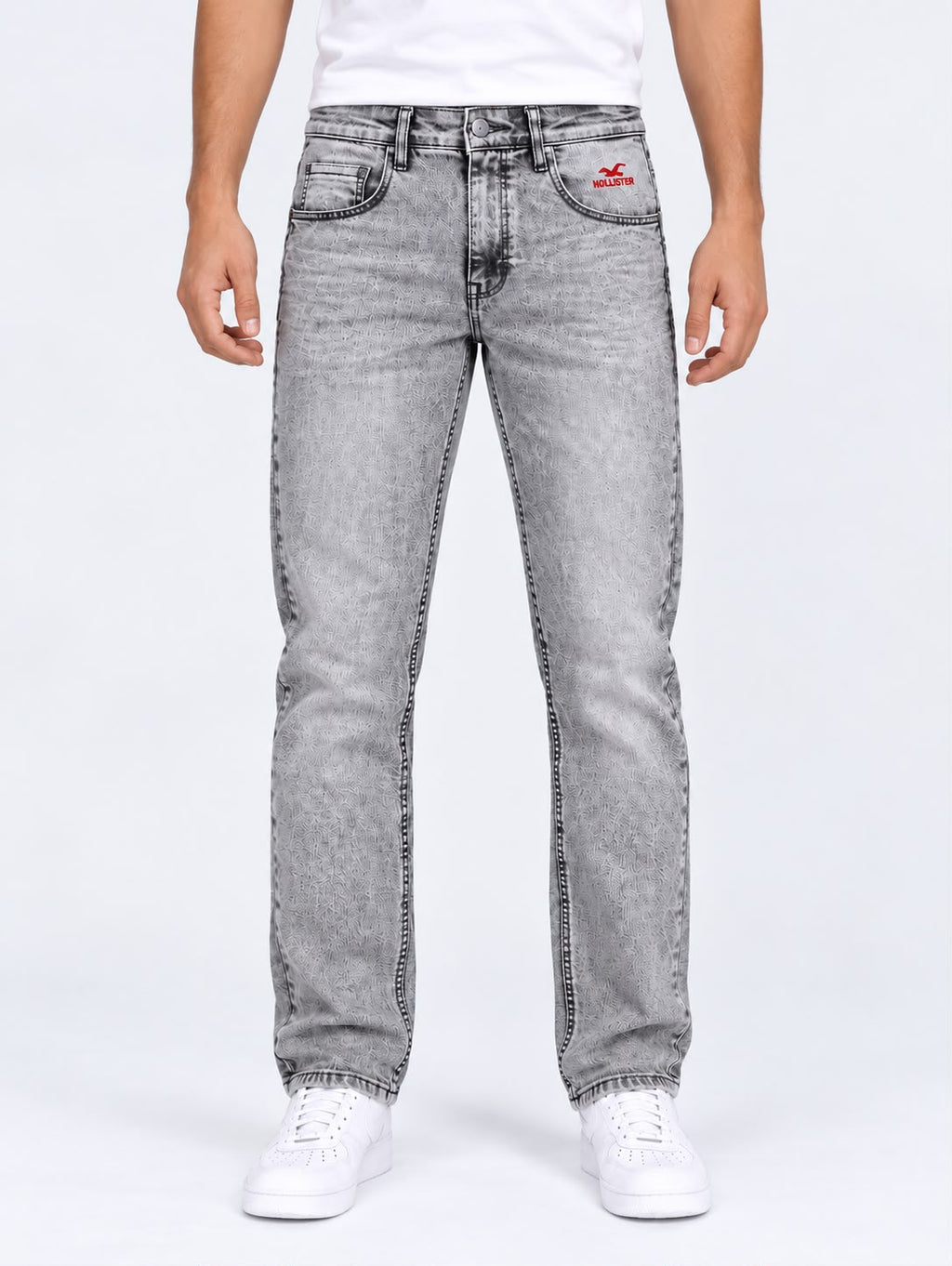 Men’s Jeans – Grey Printed Denim