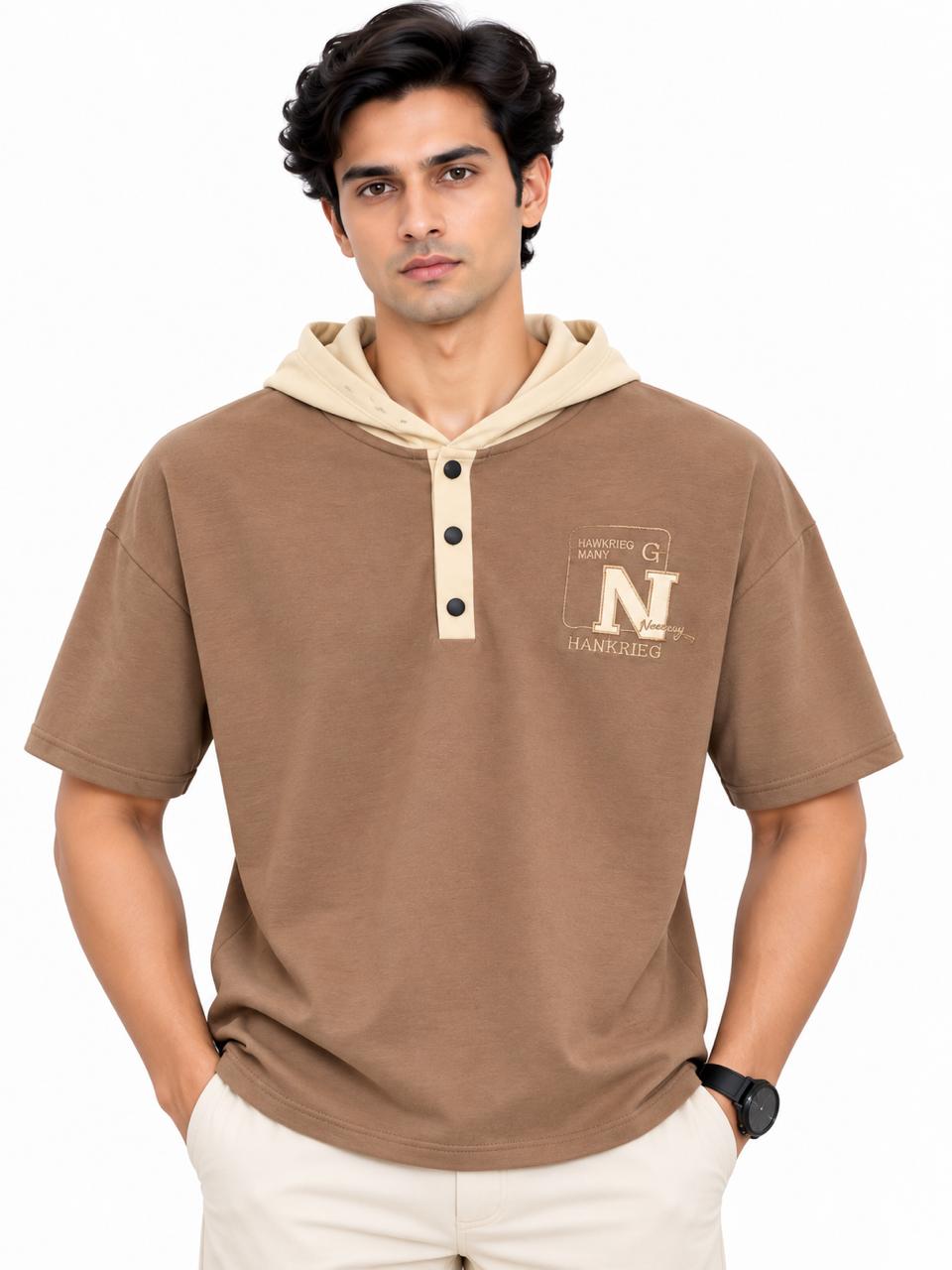 Men’s Hooded Half-Placket T-Shirt