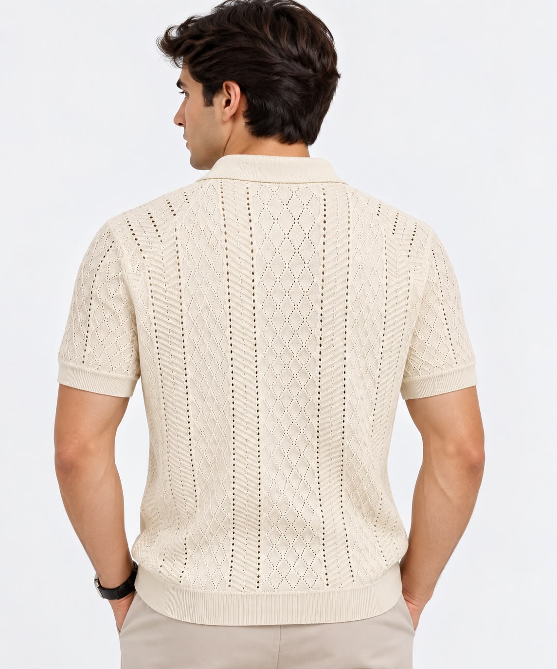 Men’s Textured Knit Polo Shirt