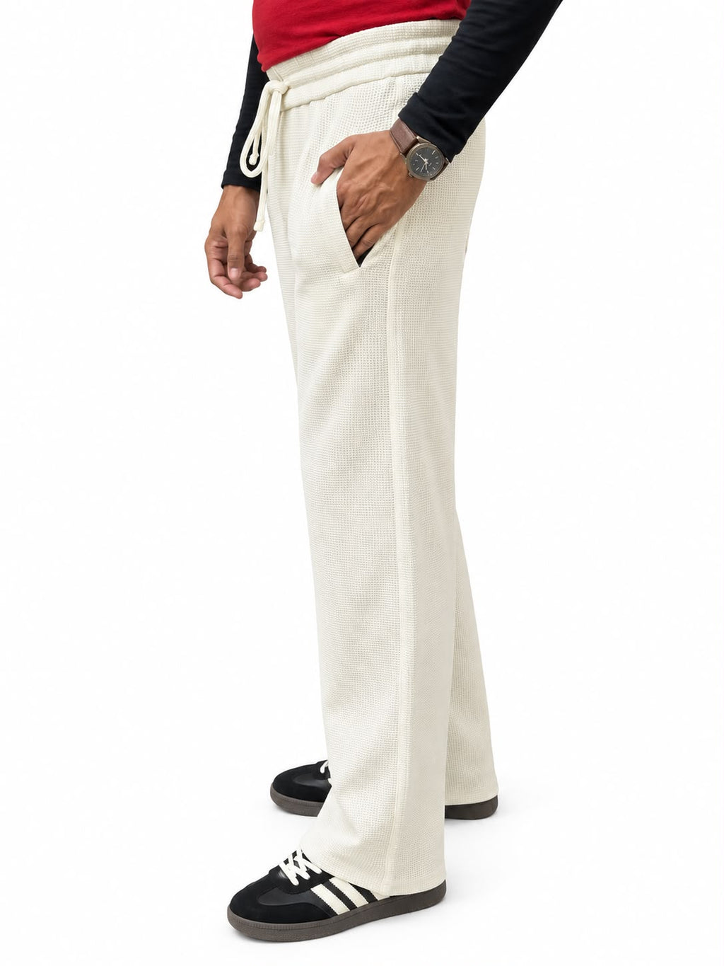 Men’s Waffle Texture Relaxed Fit  – Casual Trousers