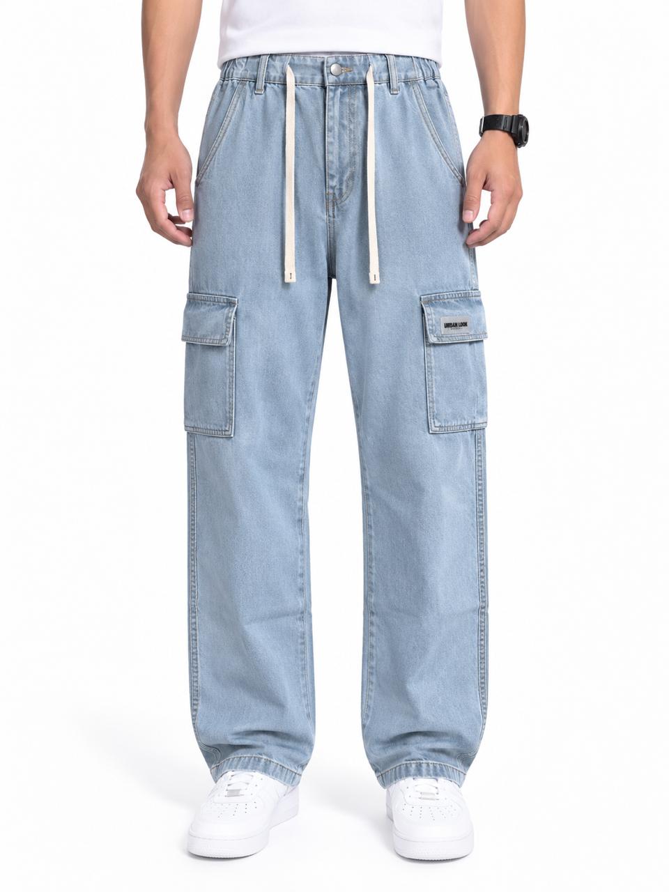 Men’s Light Blue Cargo Jeans