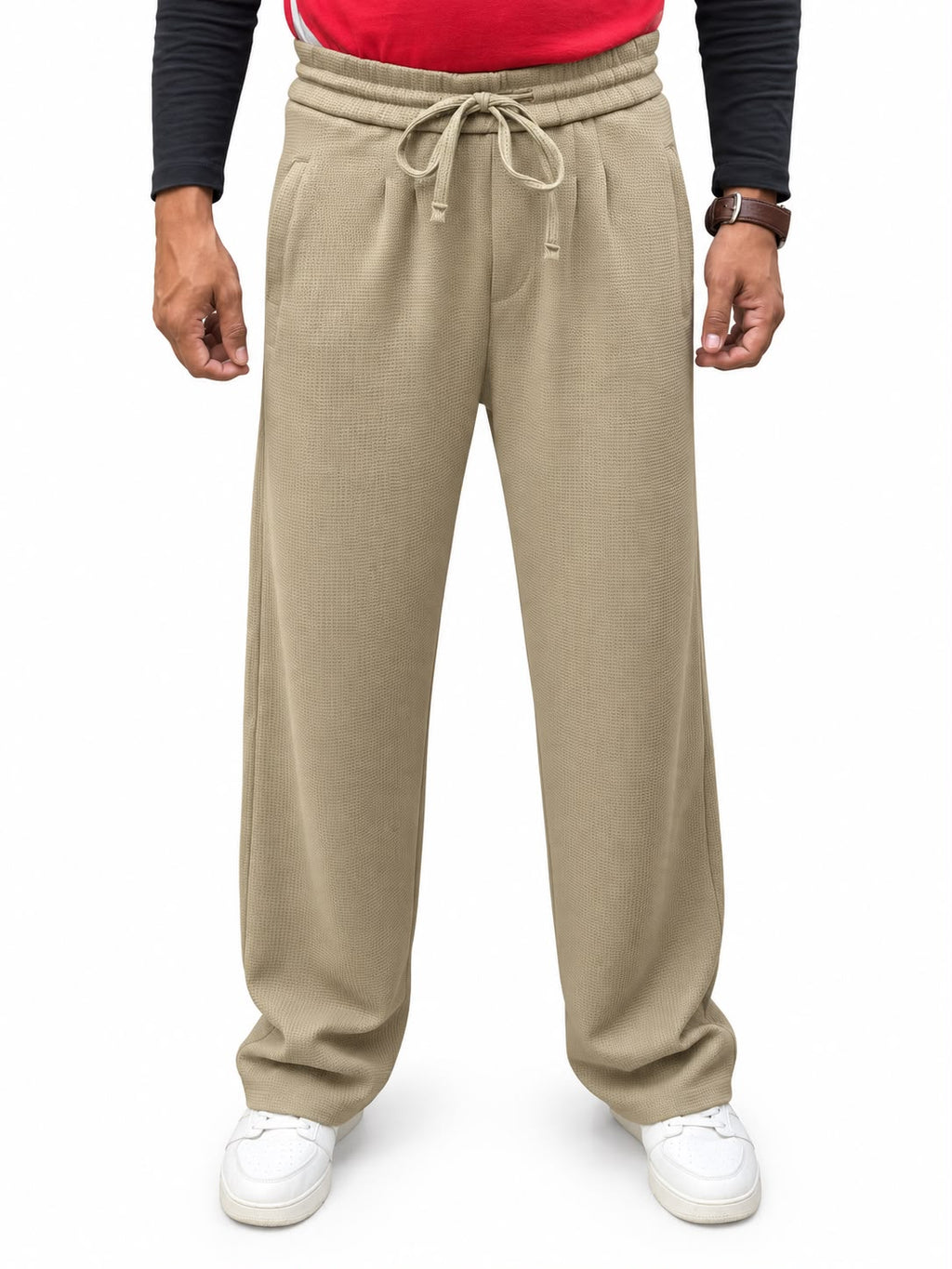 Men’s Waffle Texture Relaxed Fit  – Casual Trousers