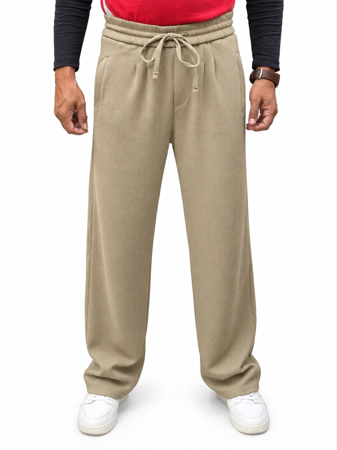 Men’s Waffle Texture Relaxed Fit  – Casual Trousers