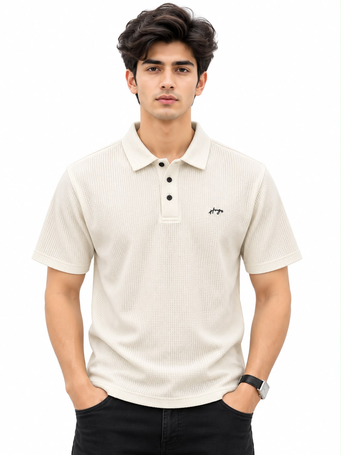 Men’s Textured Polo Shirt