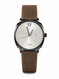 TOMI Men's Black Case Brown Leather Strap Watch