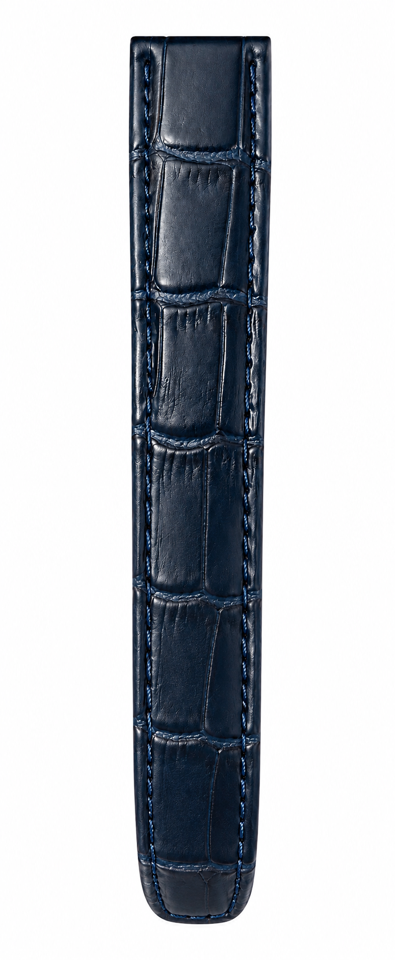 Men’s Silver Rectangular Blue Leather Strap Watch
