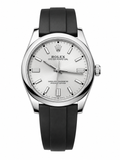 Men’s Silver Round White Dial Black Strap Watch
