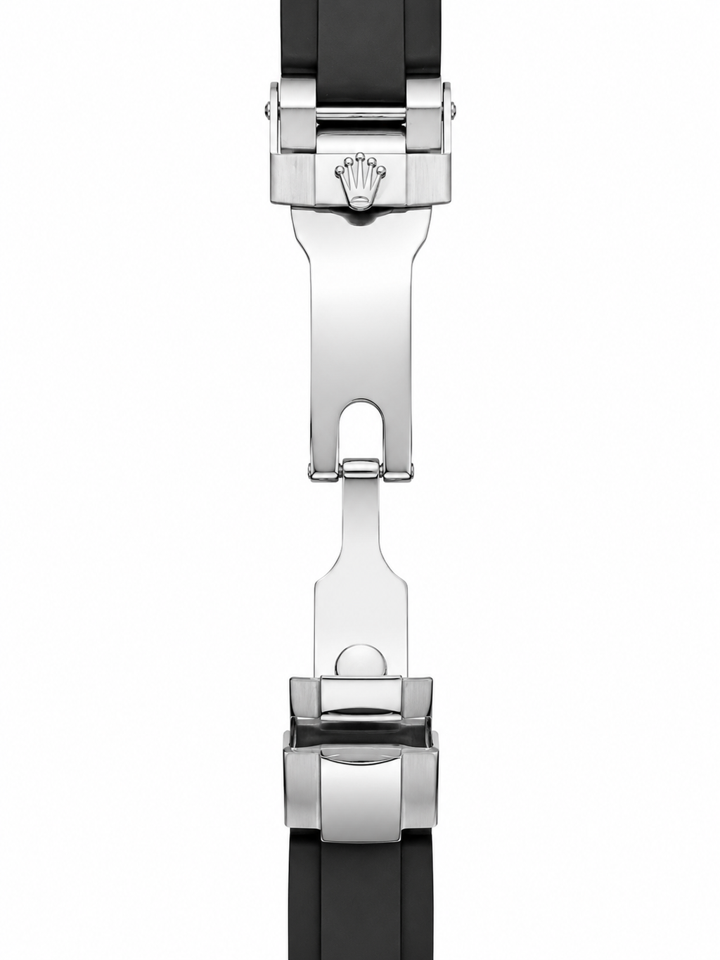 Men’s Silver Round White Dial Black Strap Watch