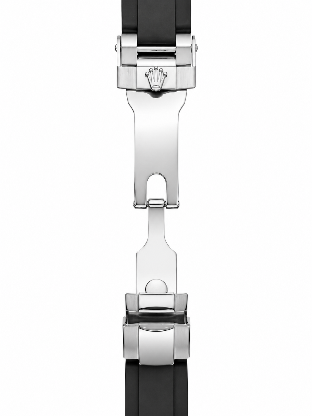 Men’s Silver Round White Dial Black Strap Watch