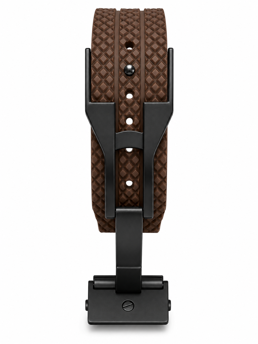 Men’s Black Carbon Fiber Chronograph Brown Rubber Strap Watch