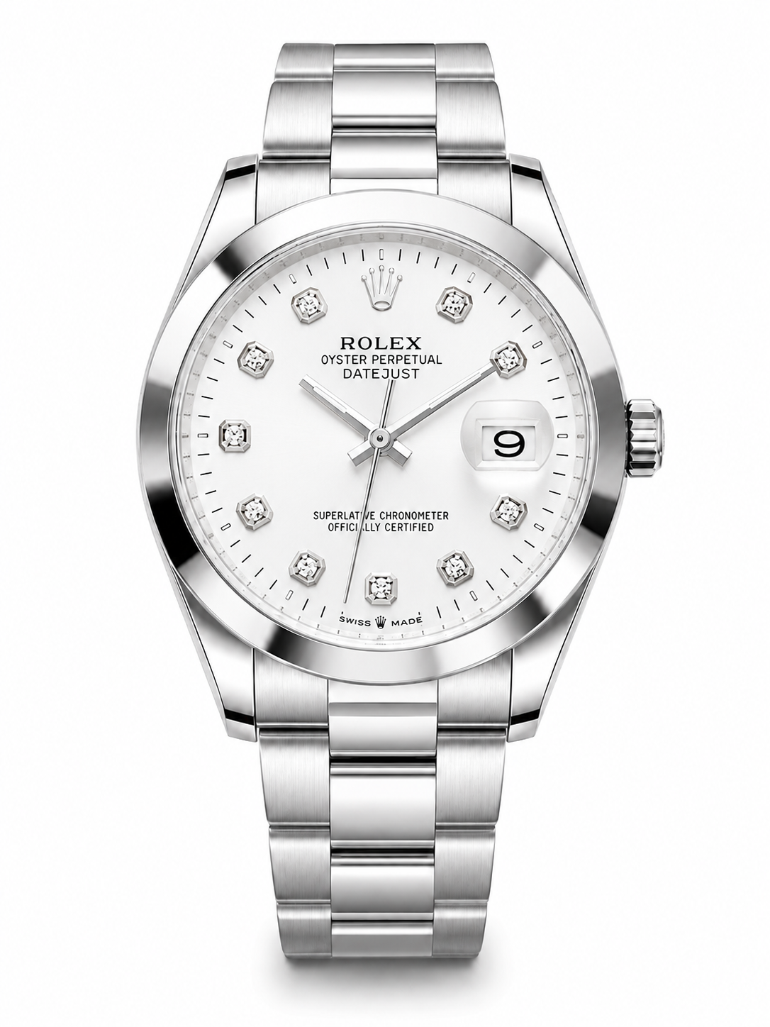 Men’s Silver Stainless Steel White Dial Date Watch
