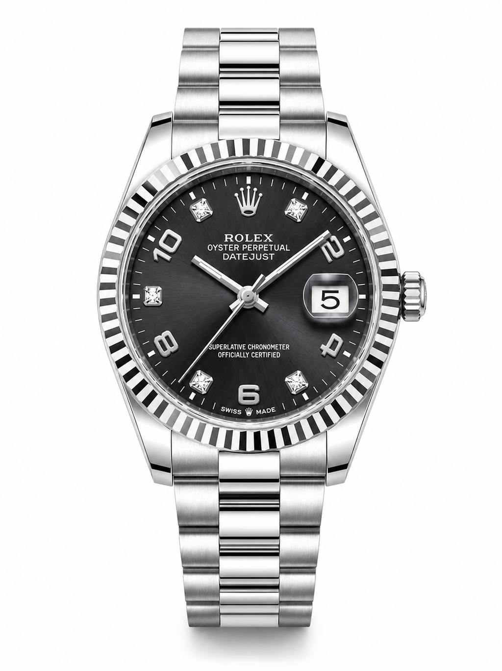Men’s Silver Stainless Steel Black Dial Datejust Watch