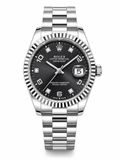 Men’s Silver Stainless Steel Black Dial Datejust Watch