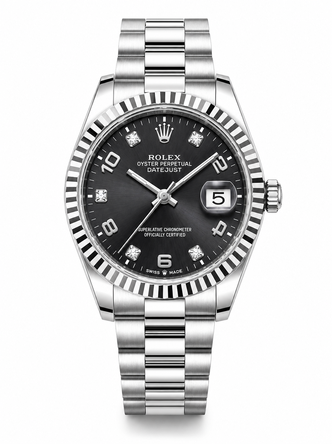 Men’s Silver Stainless Steel Black Dial Datejust Watch