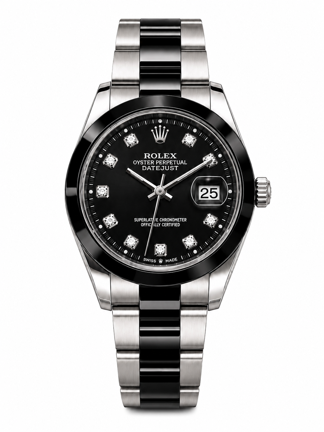 Men’s Black & Silver Stainless Steel Datejust Watch