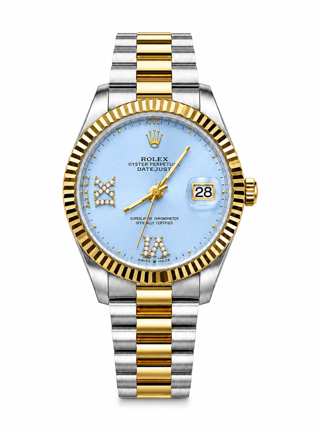 Men’s Two-Tone Gold & Silver Blue Dial Dress Watch