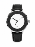 Tomi Men’s Black & White Classic Leather Strap Watch – Quartz Date Display