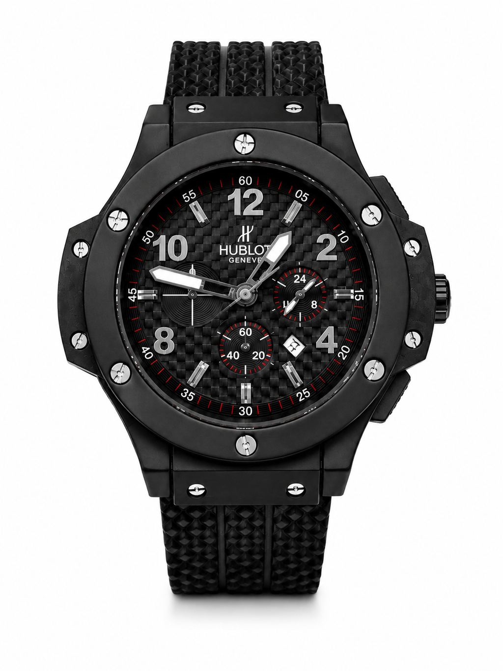 Men’s Watch with Carbon Fiber Dial & Textured Rubber Strap