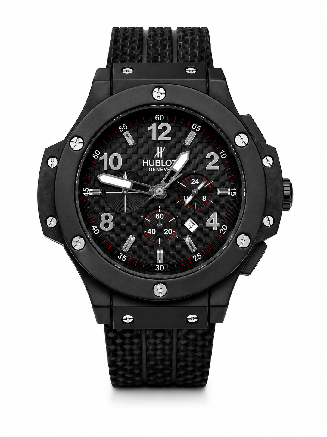 Men’s Watch with Carbon Fiber Dial & Textured Rubber Strap