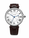 Tomi Men’s Brown Crocodile-Texture Leather Strap Analog Watch