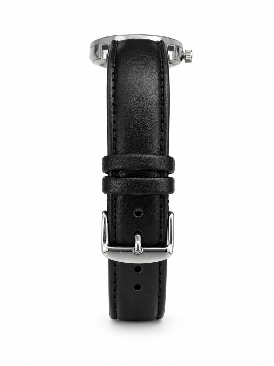 Tomi Men’s Black & White Classic Leather Strap Watch – Quartz Date Display