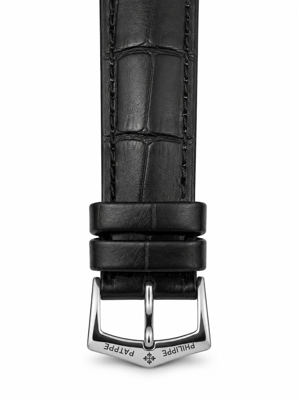 Men’s Classic Black Dress Watch with White Dial & Moon Phase – Leather Strap