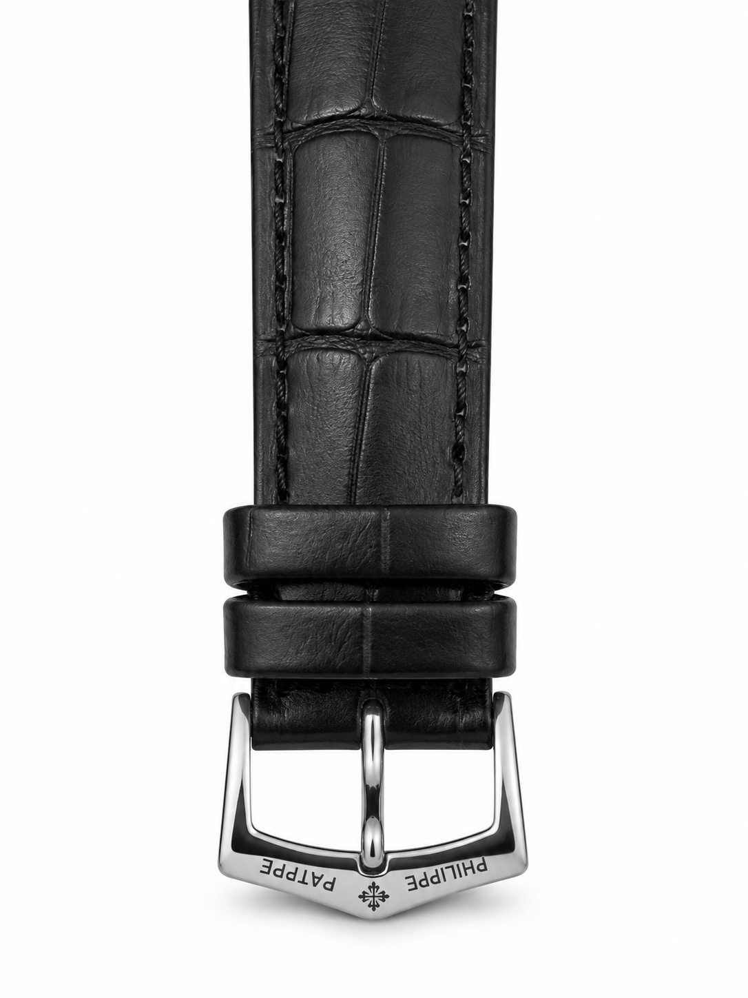 Men’s Classic Black Dress Watch with White Dial & Moon Phase – Leather Strap