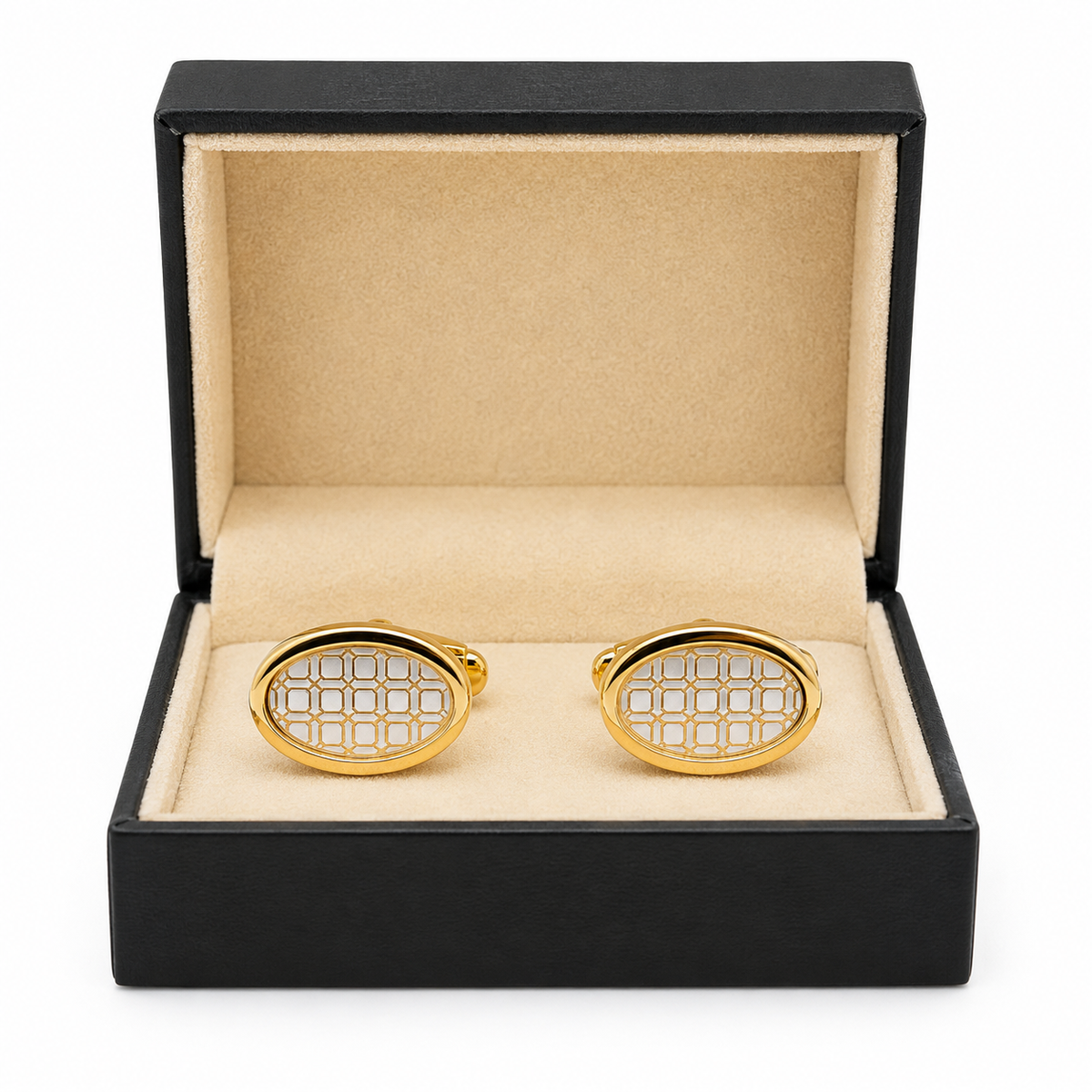 Gold-Tone Oval Pattern Cufflinks