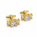 Gold Crystal Rectangular Cufflinks