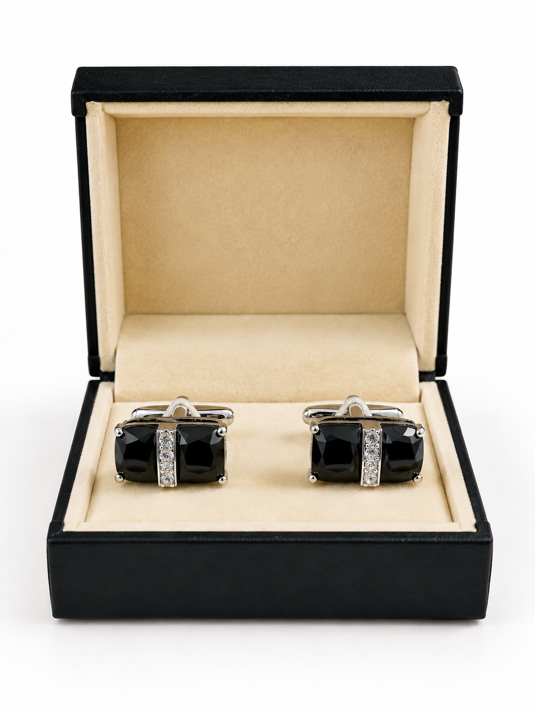 Black & Silver Crystal Cufflinks