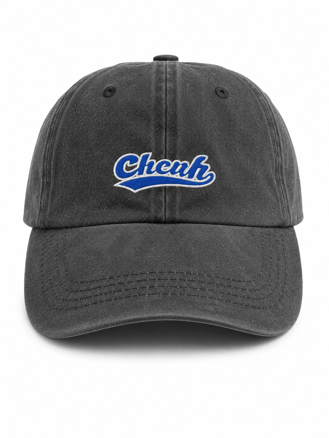 Black Denim Cap with Blue Chenur Embroidery