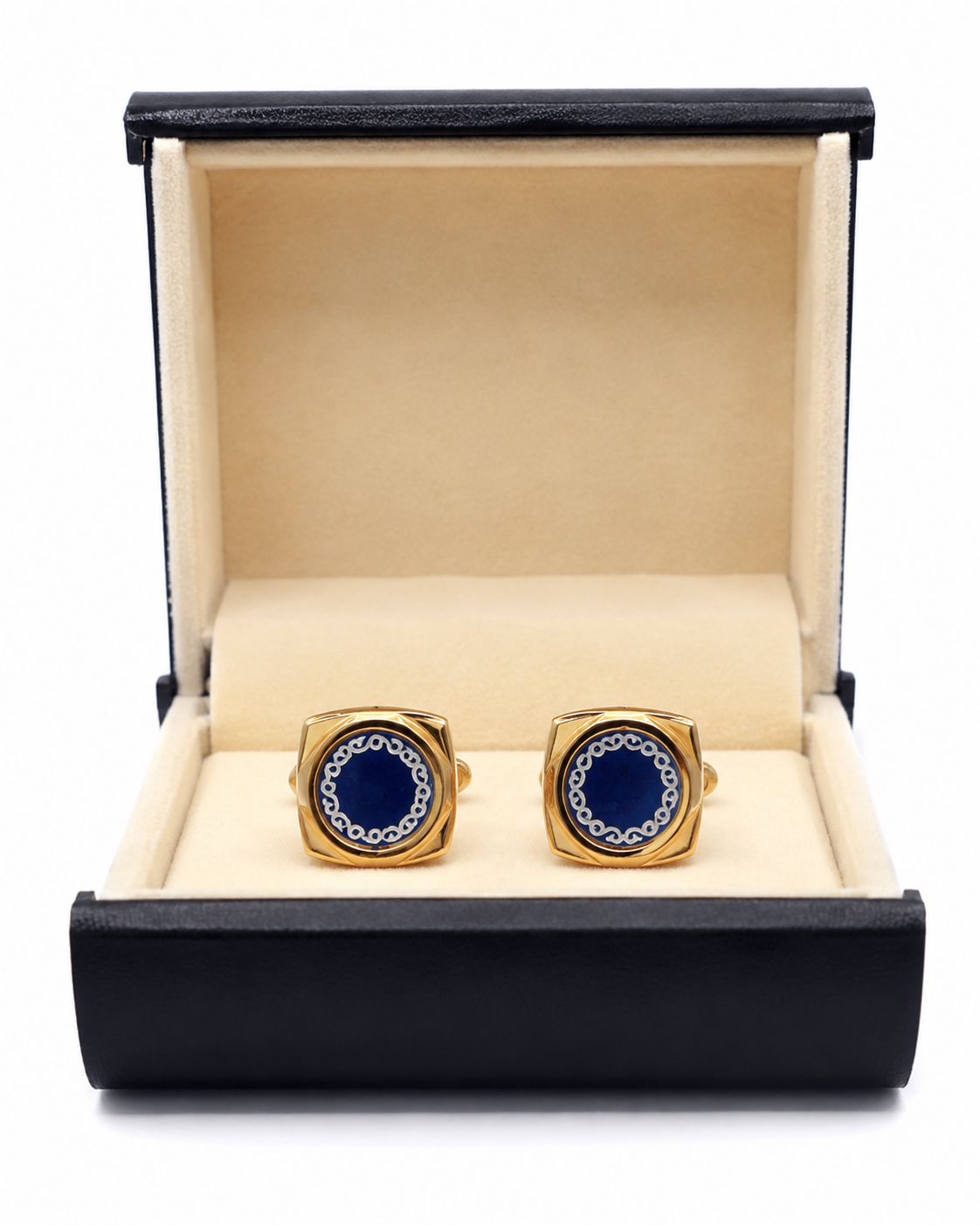 Men’s Gold-Tone Blue Enamel Style Cufflinks