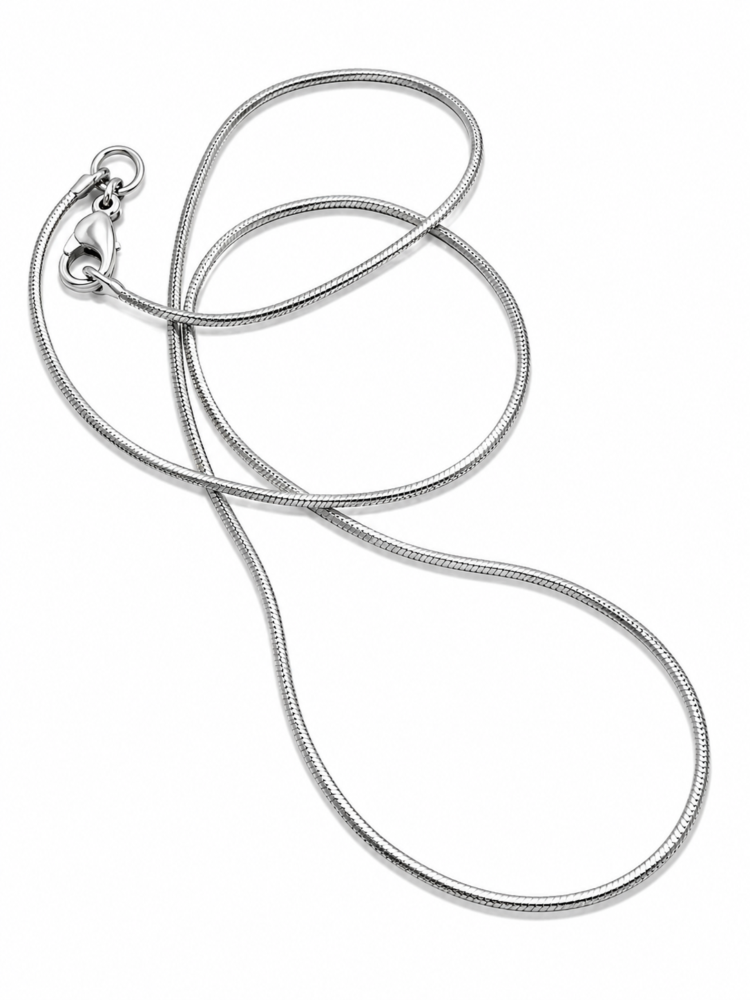 Men’s Thin Silver-Tone Simple Chain Necklace