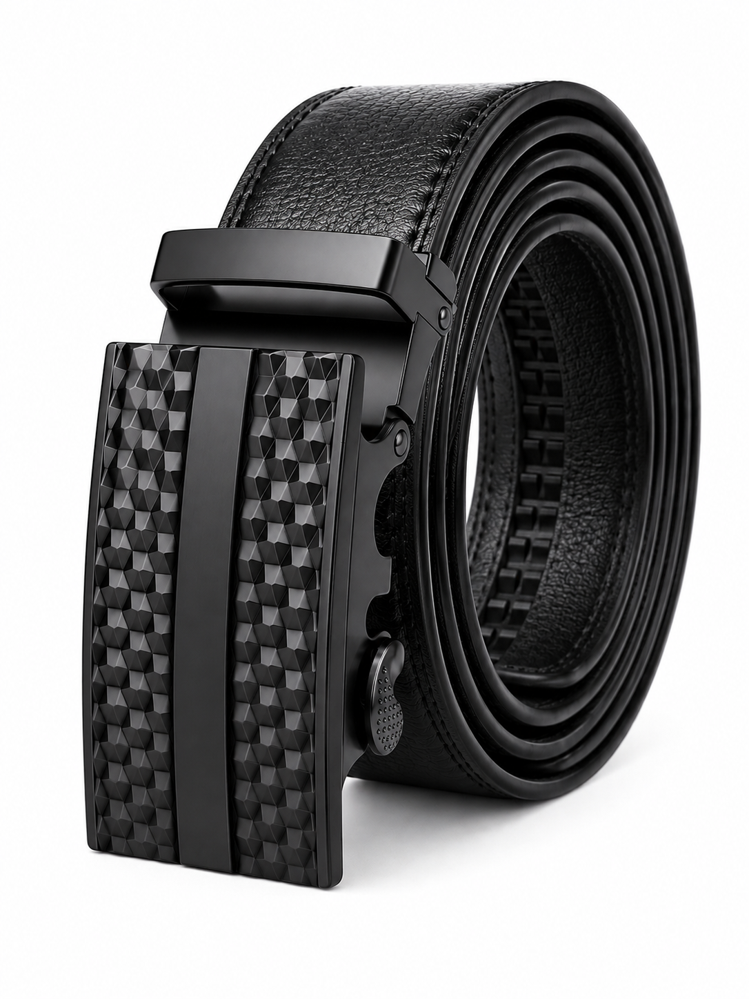 Men’s Black  Geometric Textured Buckle
