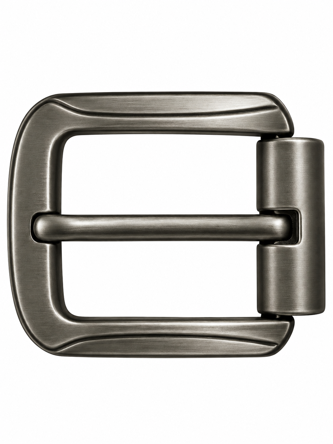 Men’s Brown Leather-Style Belt with Antique Gunmetal Buckle