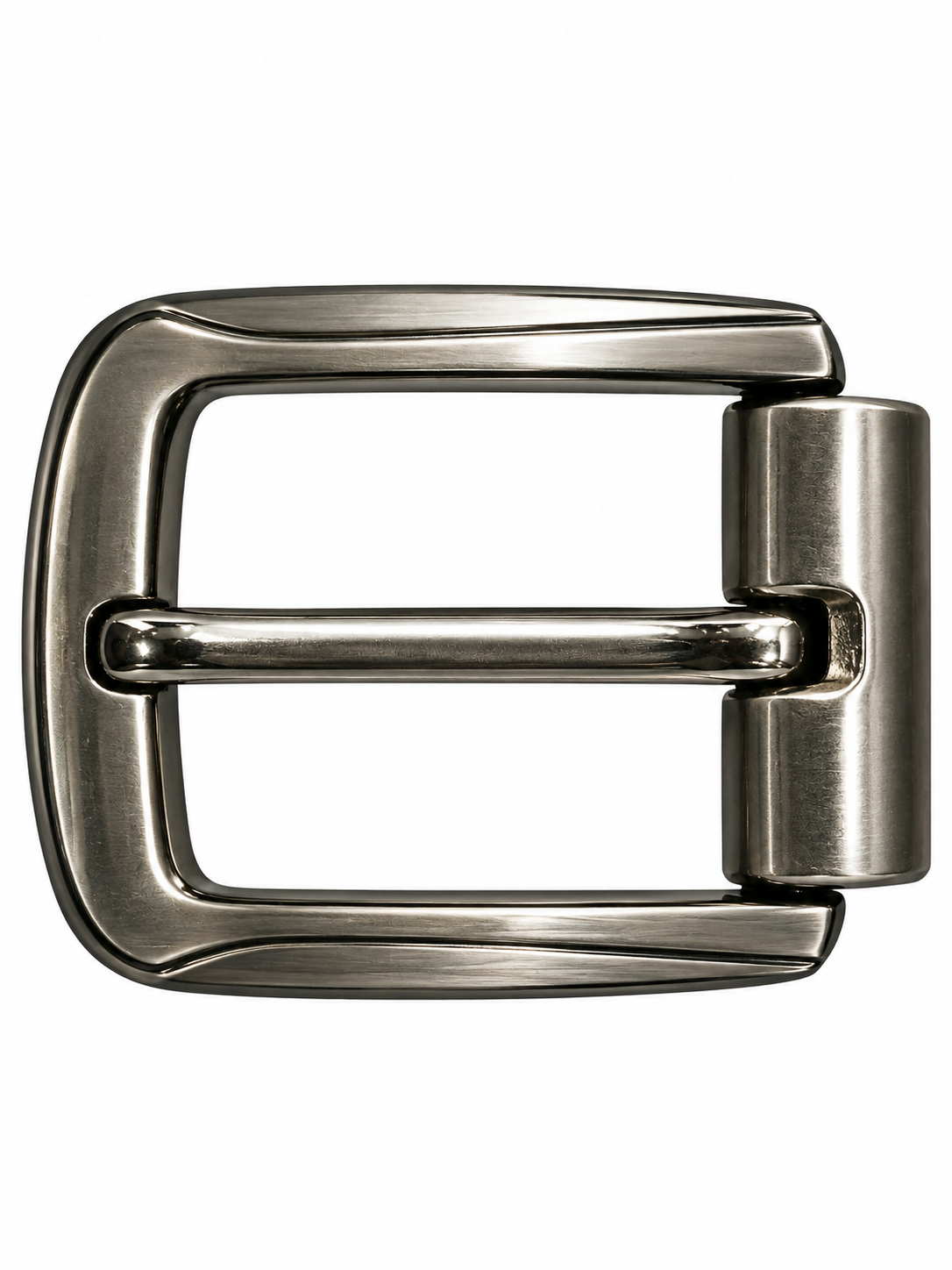 Men’s Brown Leather-Style Belt with Gunmetal Buckle