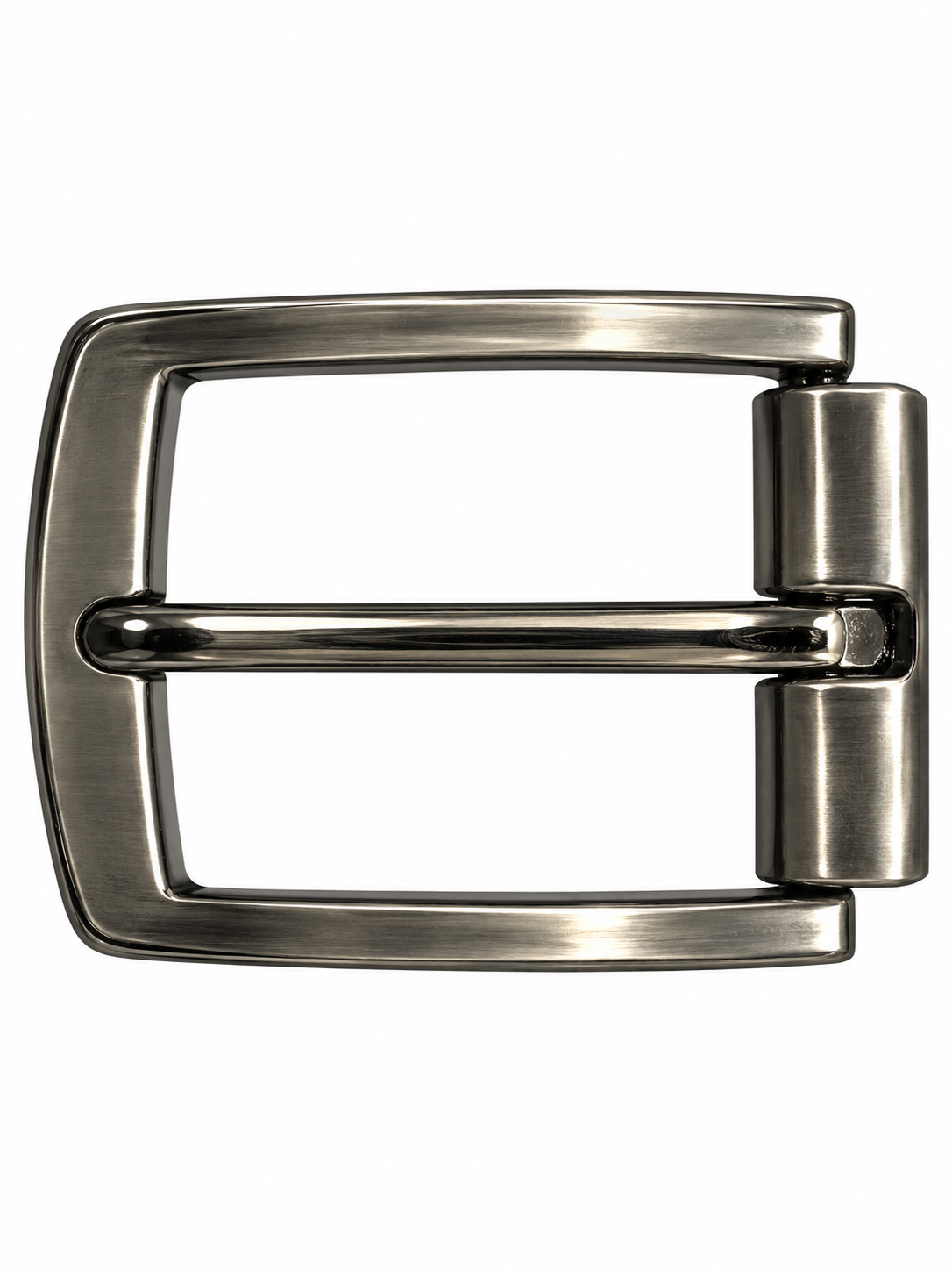 Men’s Brown Leather-Style Belt with Silver Rectangular Buckle