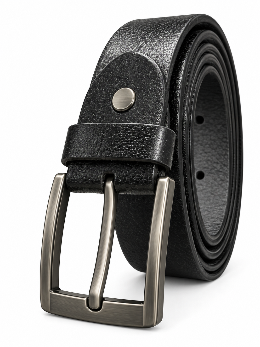 Men’s Black Textured Belt with Gunmetal Buckle