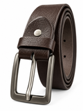 Men’s Brown Leather-Style Belt with Classic Silver Pin Buckle