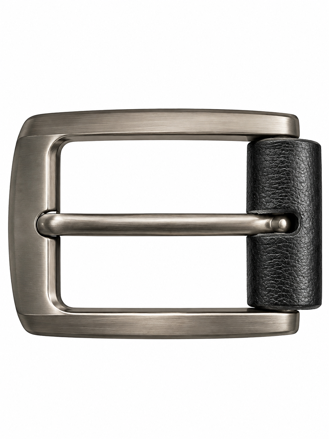 Men’s Black Leather-Style Belt with Brushed Metal Pin Buckle