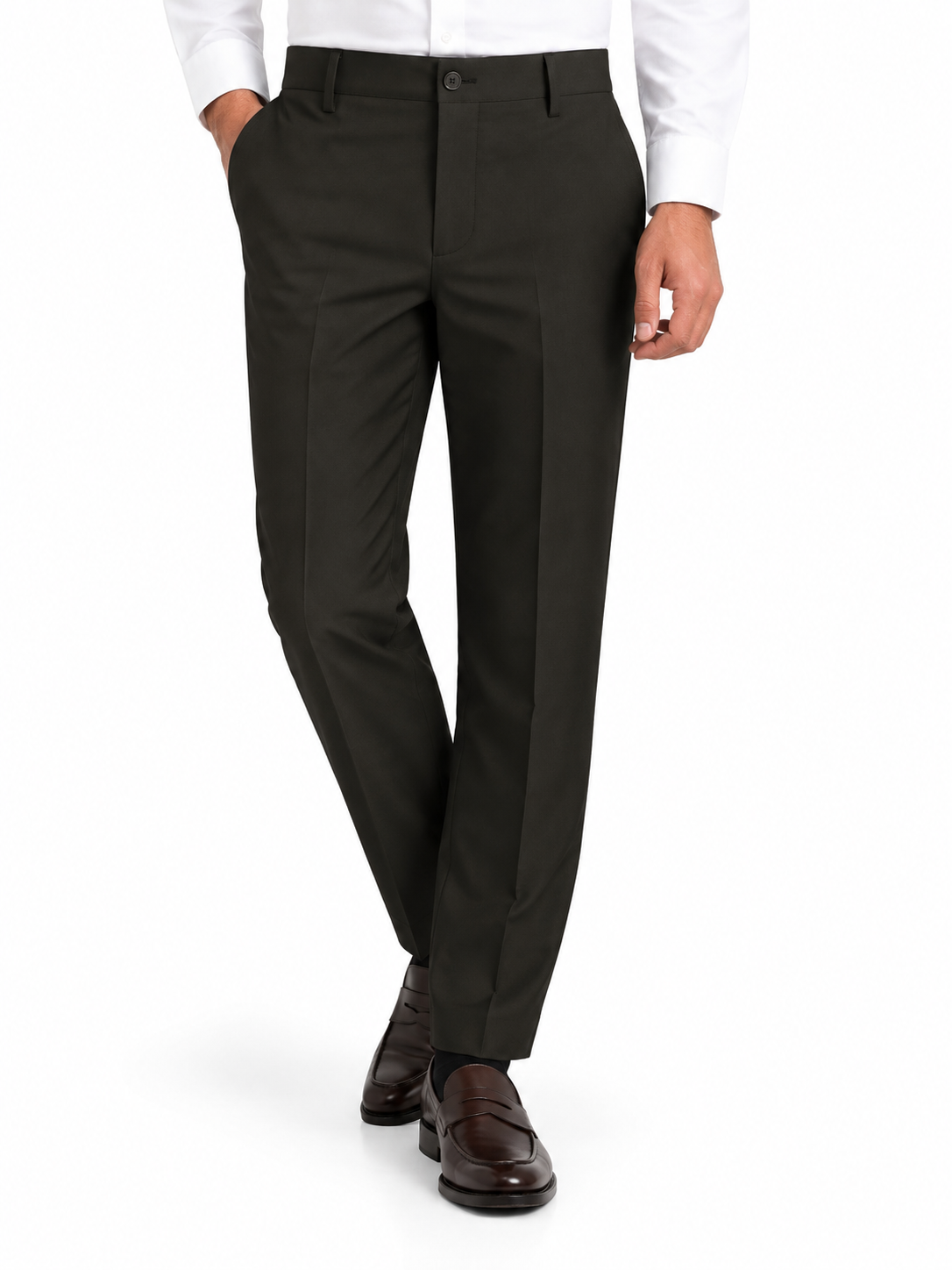 Men’s Classic Tailored Fit Dress Pants – Dark Olive