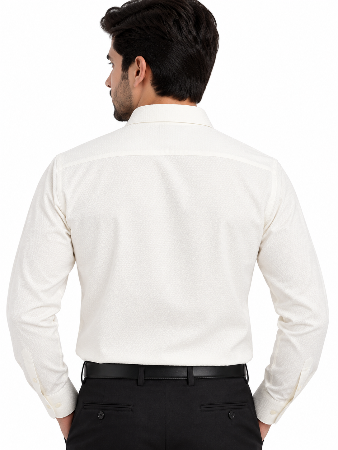 Men’s White Textured Formal Shirt