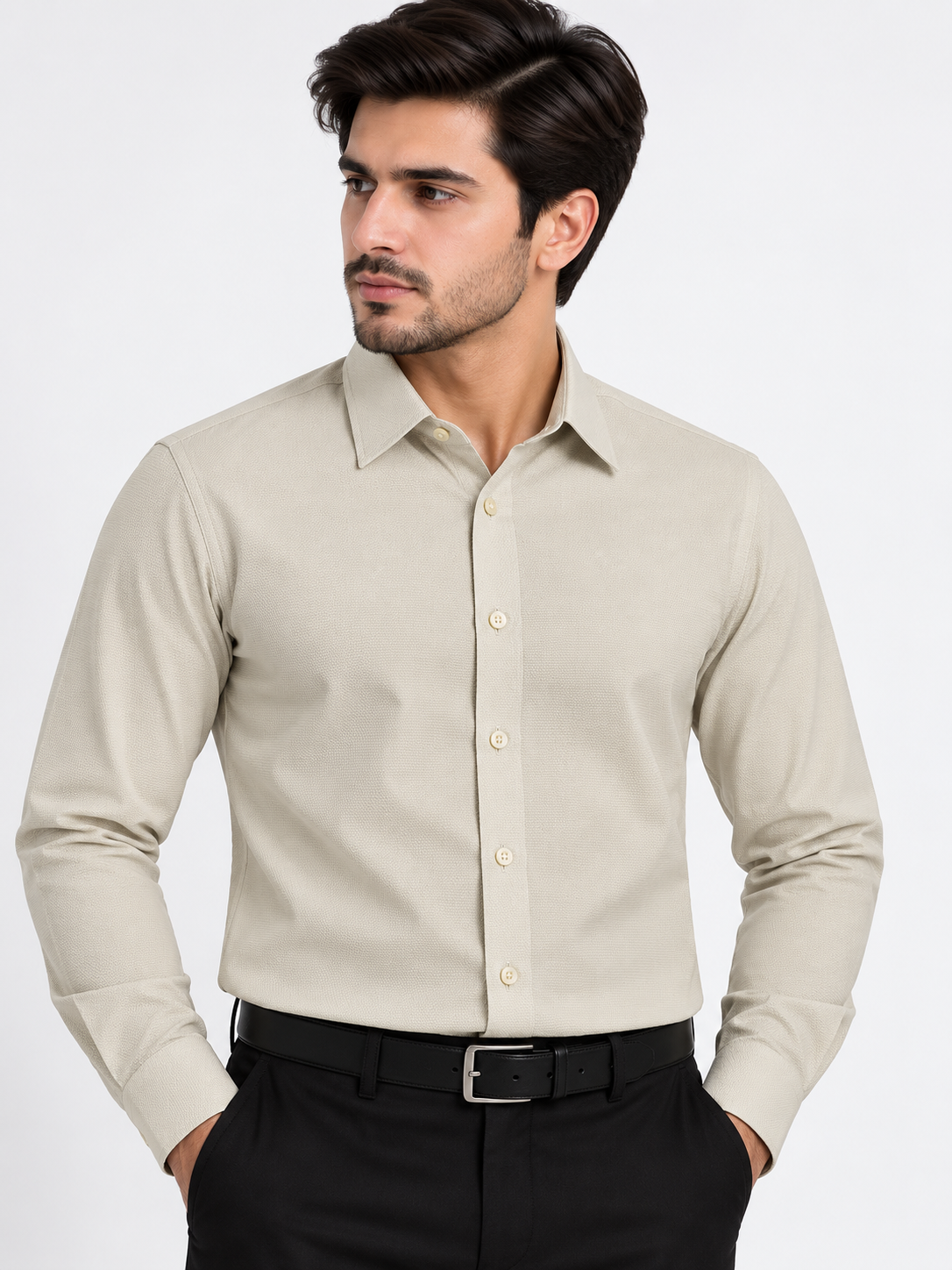 Men’s White Textured Formal Shirt