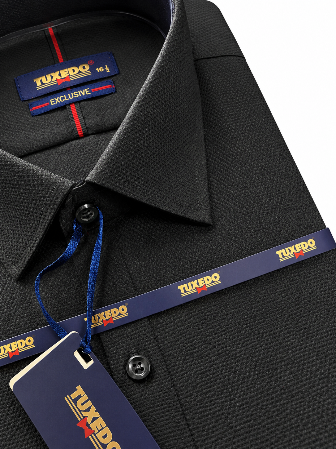 Tuxedo Exclusive Black Textured Formal Shirt