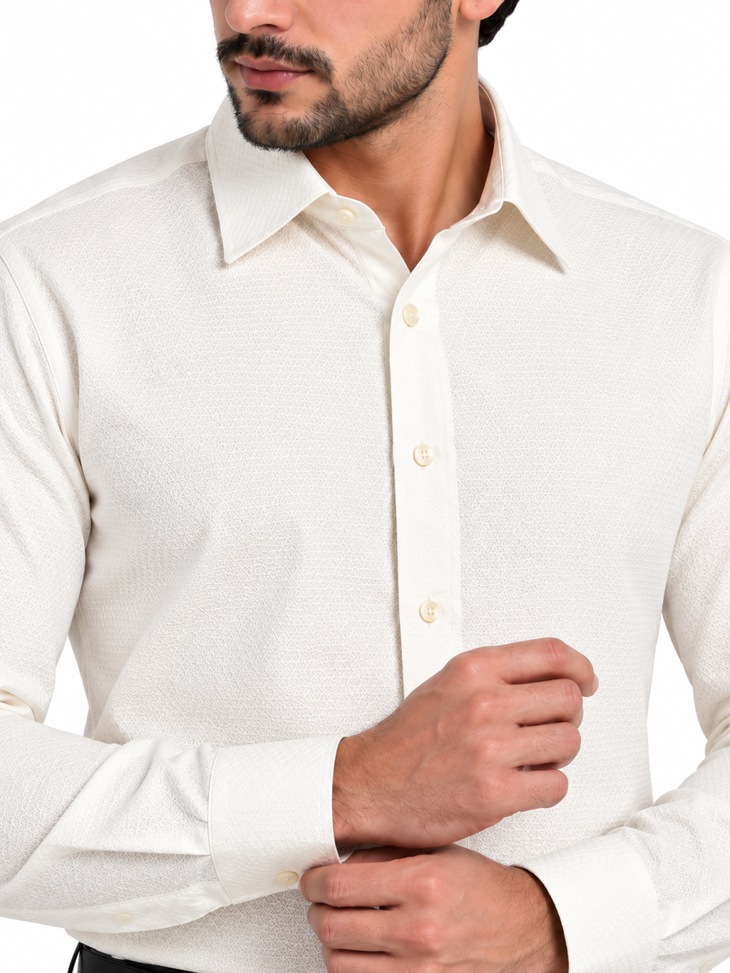 Men’s White Textured Formal Shirt