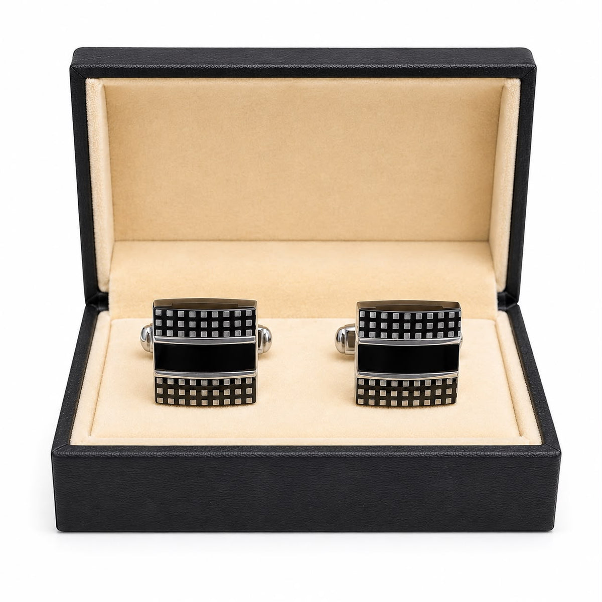 Black & Silver Geometric Cufflinks