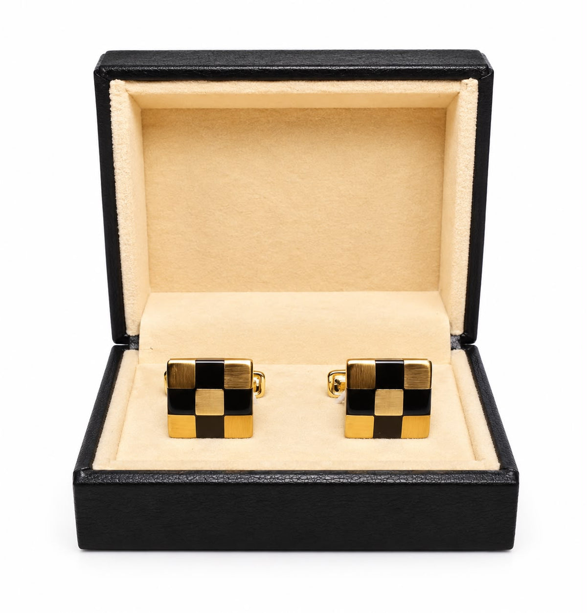 Gold & Black Checkered Cufflinks