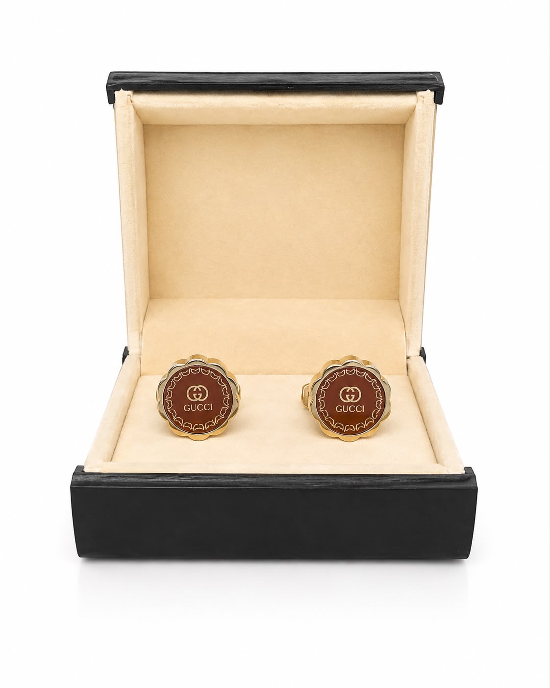 Gold-Tone Round Logo Cufflinks