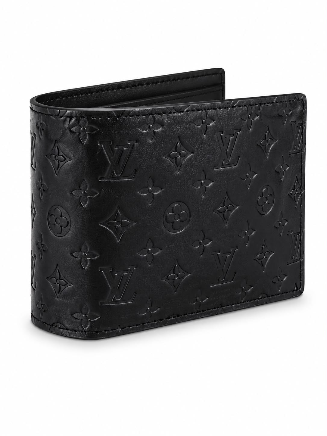 Men’s Black Embossed Monogram Bi-Fold Wallet