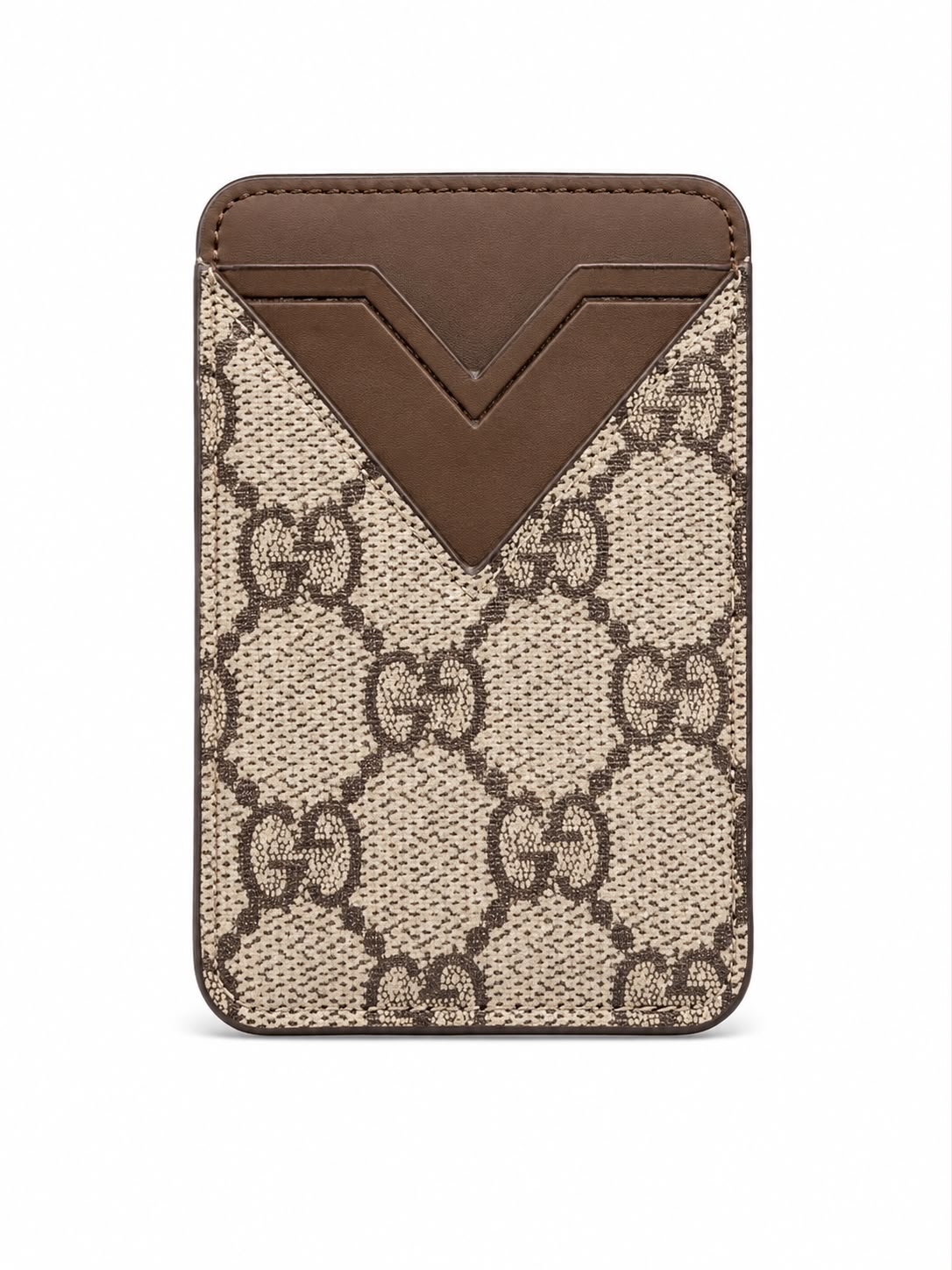 Premium Magnetic Phone Back Card Holder – Brown & Beige